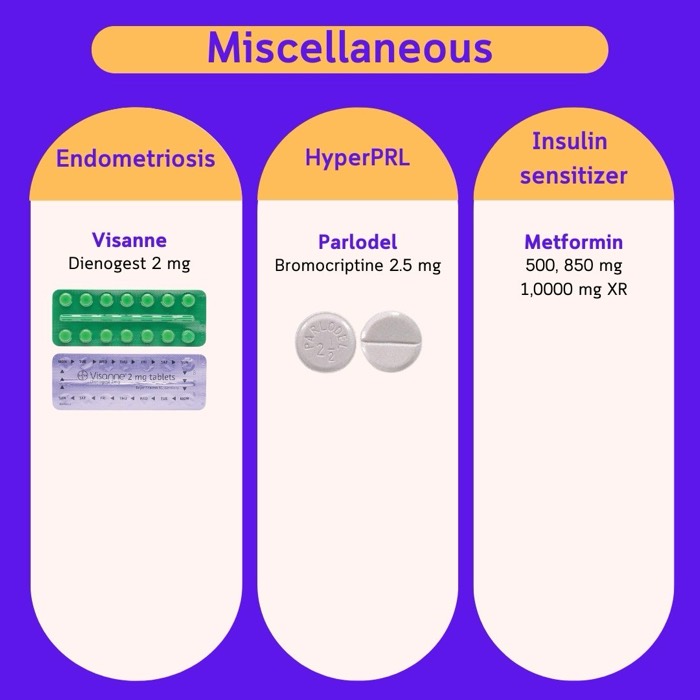 기타 보조 약물 — Visanne, Parlodel, Metformin